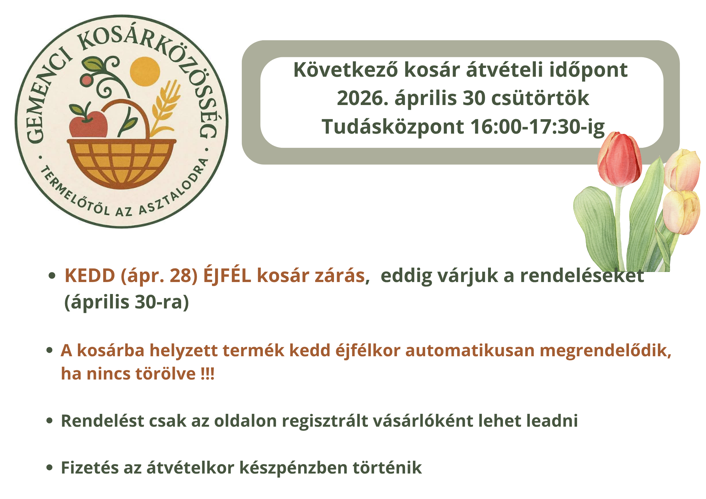 Kosár átvétel csütörtök